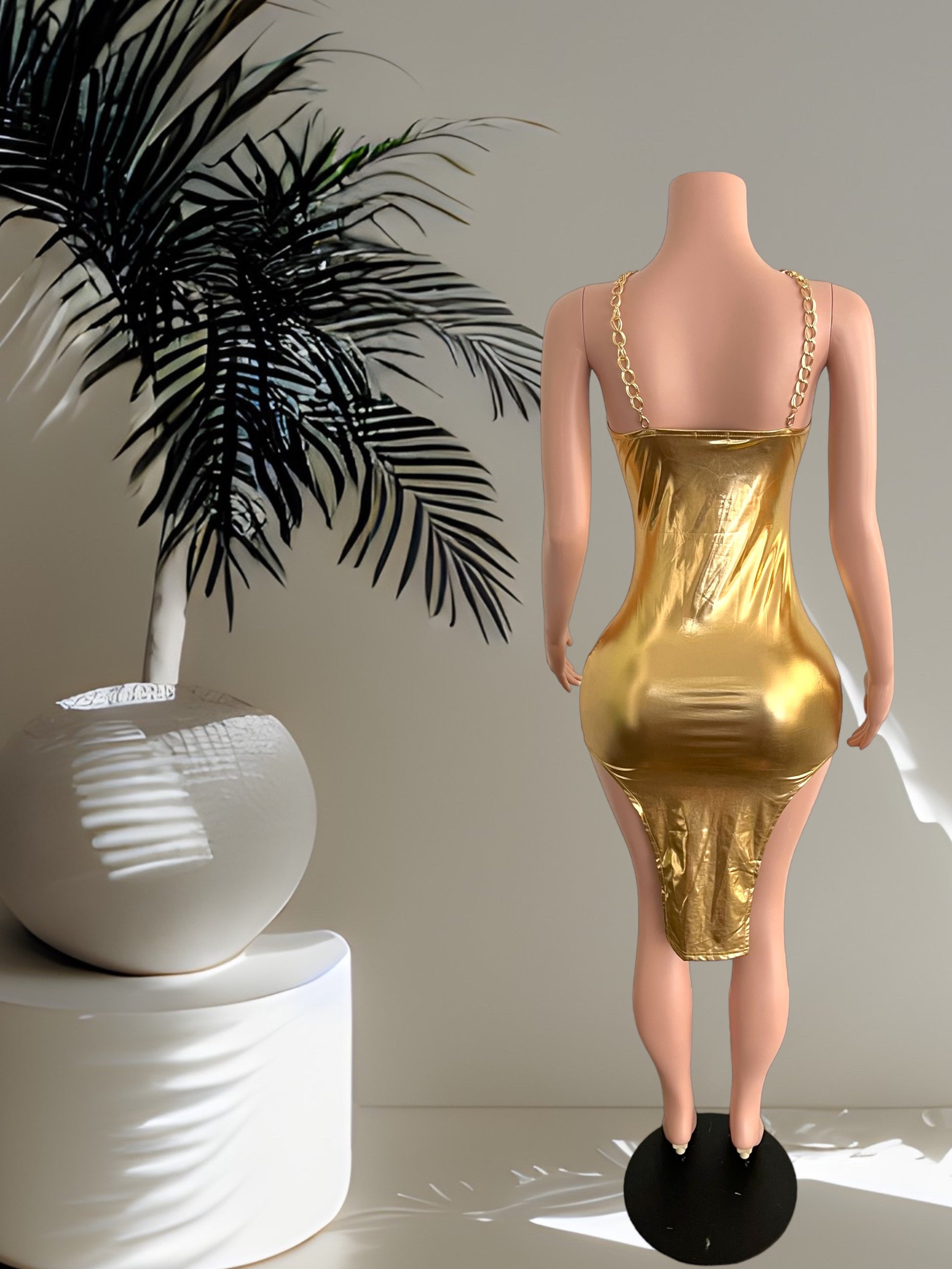 Gold Midi Dress