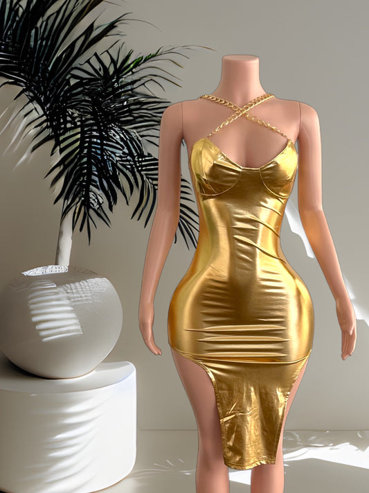 Gold Midi Dress