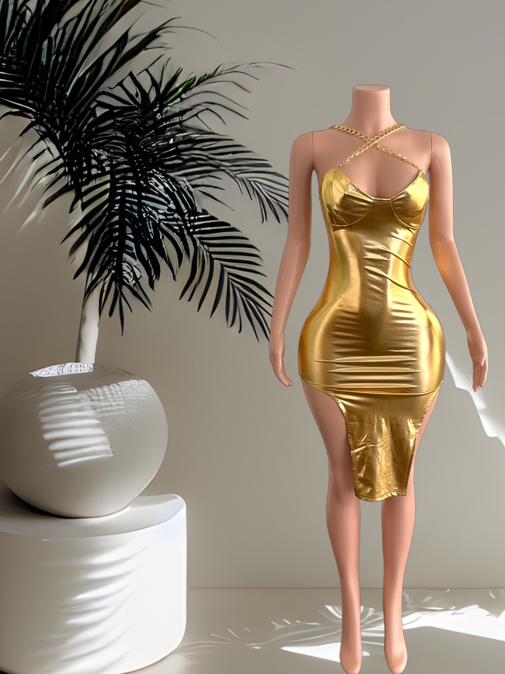 Gold Midi Dress