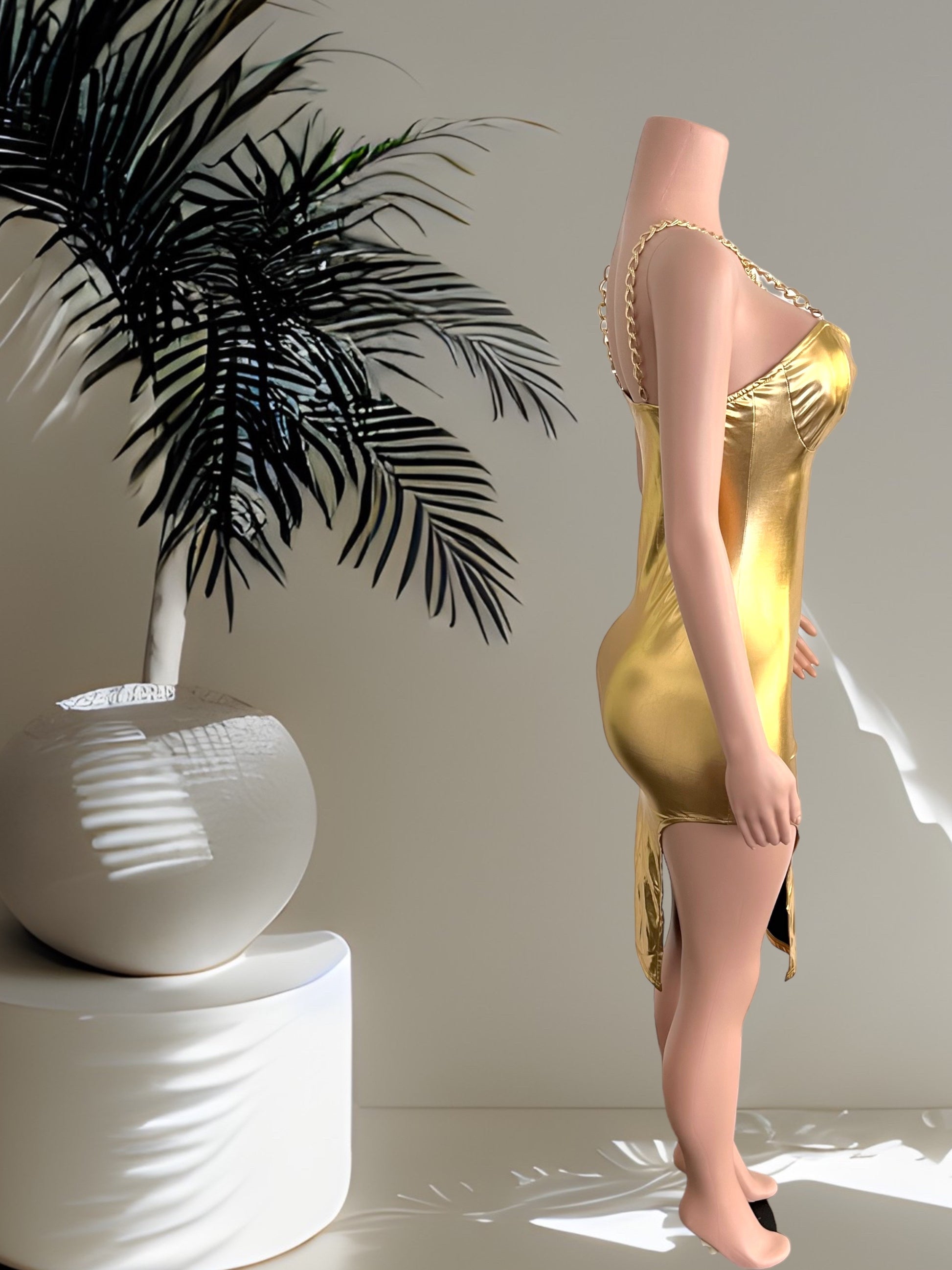 Gold Midi Dress