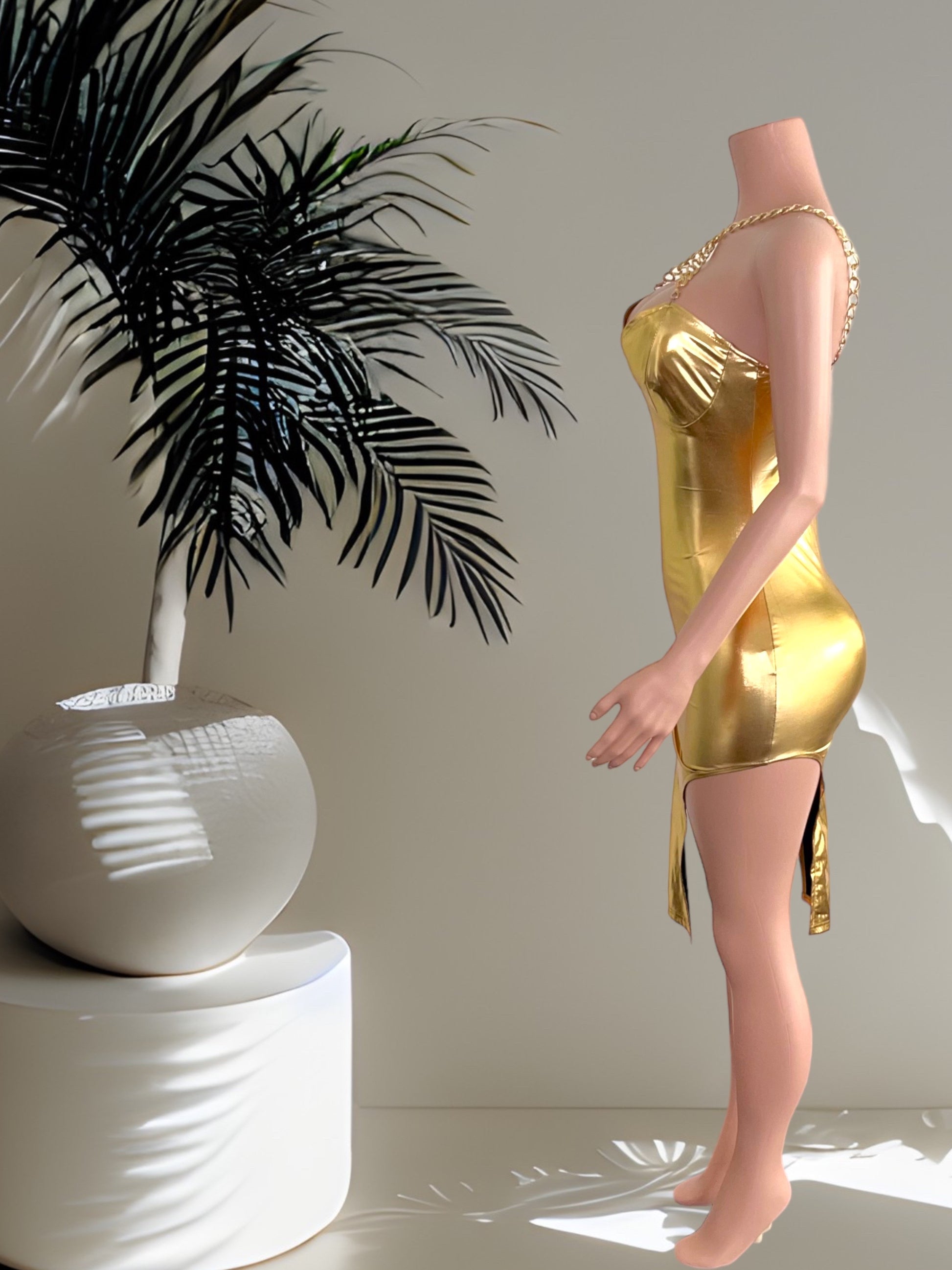 Gold Midi Dress